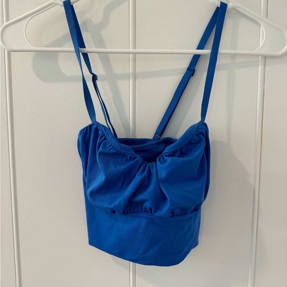 WORN 1X Aerie Bright Blue Sports Bra Crop Top
